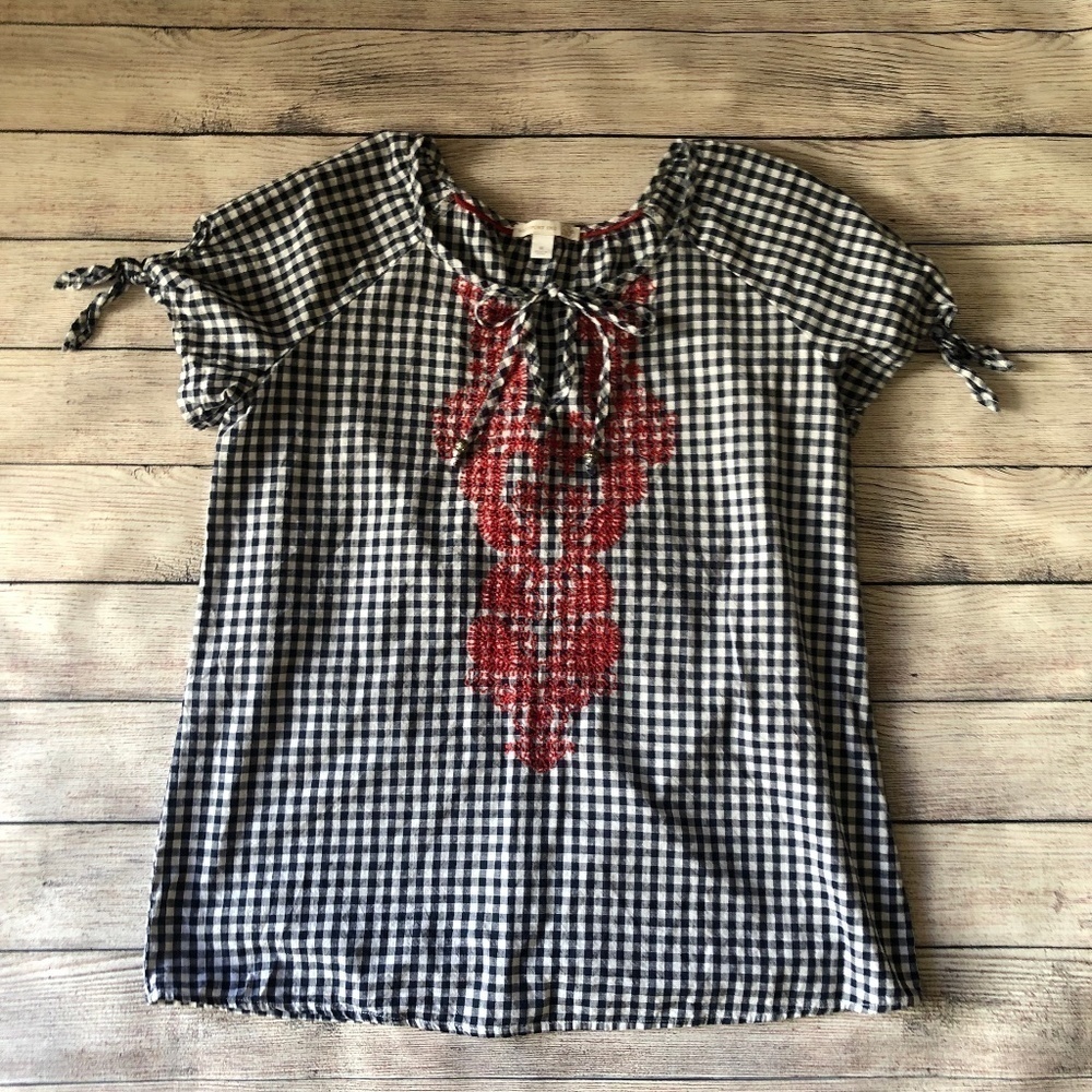 Westport 1962  Blue/White Gingham Top Size M